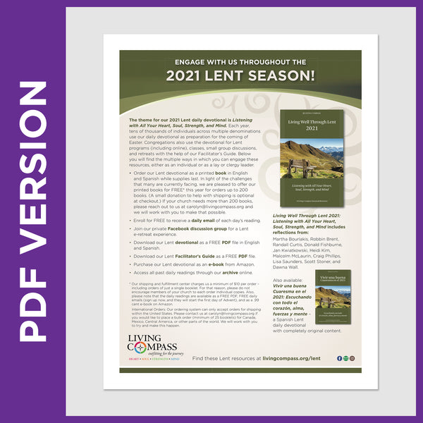Living Well Through Lent 2021 Offerings Promotional Flyer (PDF FILE